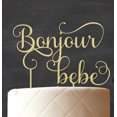 thumbnail image 3 of Banjour Bebe Custom Wooden Cake Topper Personalized Rustic Cake Topper Cake Decoration 7-8 Inches wide, 3 of 3