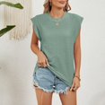 thumbnail image 2 of Besolor Débardeurs d'Été pour Femmes Col Rond Sans Manches Chemises à Illets Décontractées Blouse Tendance Couleur Unie, 2 of 7