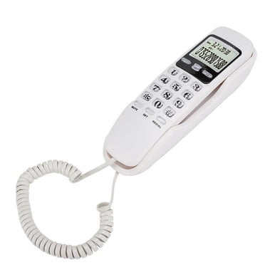 Wchiuoe KX-T888CID Téléphone Mural Mini avec Système d'Identification de l'Appelant Double, Téléphone de Bureau