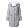 thumbnail image 1 of LSLJS Women Solid Rain Jacket Outdoor Fleece Keep Warm Plus Hooded Raincoat Windproof Jackets Solid Outwear( Gray, XXL), 1 of 3
