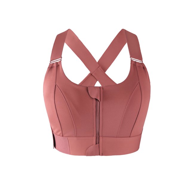 Langgg Front Zipper Sports Bra Comfortable Compression Fit Gym Athletic Support Breathable Sports Bras Vest Red XL