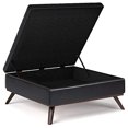 thumbnail image 4 of SIMPLIHOME Owen Table Basse Carrée de 36 Pouces de Large avec Dessus Relevable et Rangement, Pouf Repose-Pieds de Cocktail en Similicuir Aéré Brun Tanners Rembourré, Style Milieu du Siècle Moderne, Salon, 4 of 5