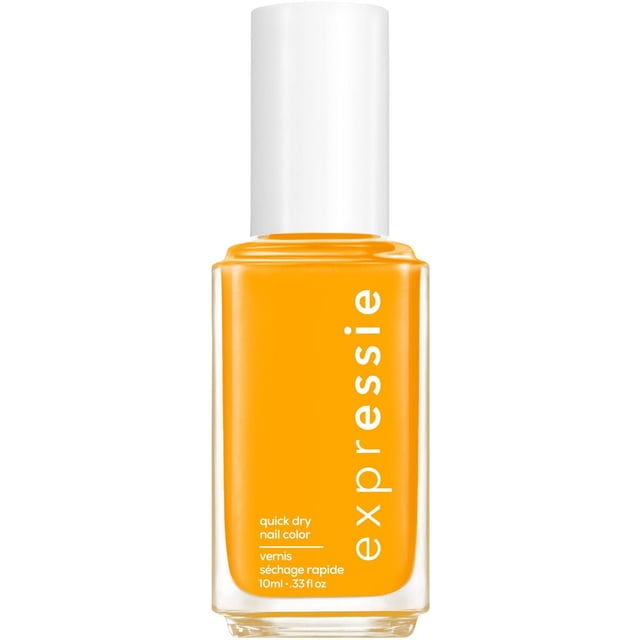 essie expessie quick-dry nail polish in bright orange with a white cap, 10ml bottle featuring a patented angled brush for easy application and a quick dry formula ideal for fast nail care