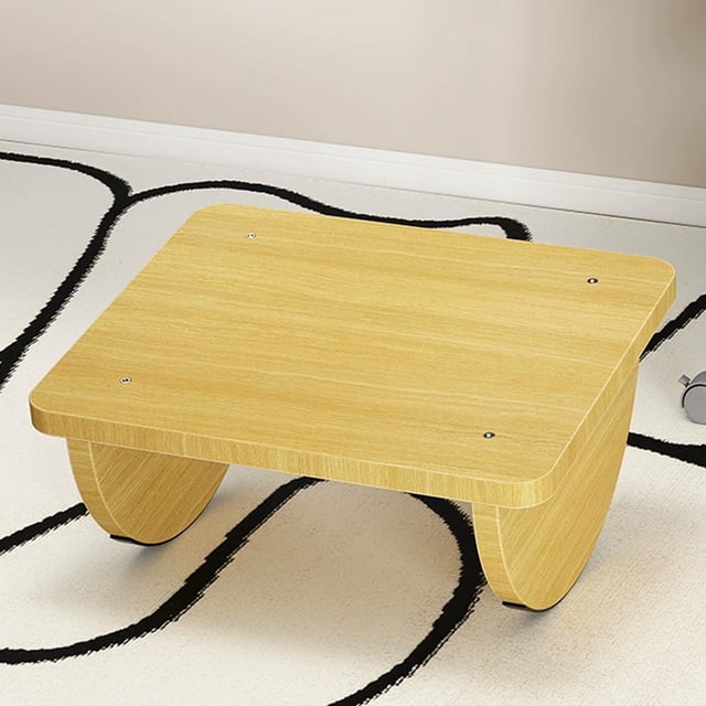 weibbin Yellow Wooden Rocking Footrest - Adjustable Under-Desk Foot Stool for Office, Ergonomic, 13.4x9.4 Inch