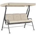 thumbnail image 1 of Outsunny Outdoor 3-person Metal Porch Swing Chair with Canopy Cream, 1 of 10