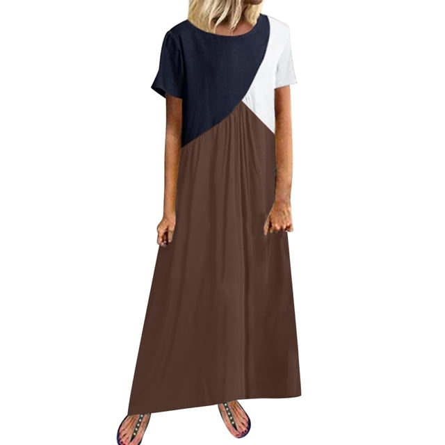 Ketyyh-chn99 Robes d'Été pour Femmes Grande Taille Robe Élégante pour Femme Robe de Fête Robe de Plage Robe Décontractée d'Automne Ample Mini-Robe Brun,3TG