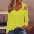 thumbnail image 2 of Yuyuzo Womens Tunic Tops Cold Shoulder Long Sleeve Shirts Loose Solid Color Lightweight Tee Tops, 2 of 5