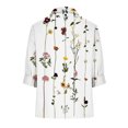 thumbnail image 3 of Birdeem Women Mid-Sleeve Casual V-Neck Solid Color Loose Button Shirt Blouse Tops, 3 of 5