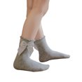 thumbnail image 3 of Kmbangi Kids Socks Toddler Solid Color Short Tube Socks with Big Bowknot, 3 of 8