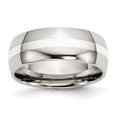 thumbnail image 1 of Incrustation en Acier Inoxydable en Argent Sterling 8mm Poli Bague 8 Taille, 1 of 6