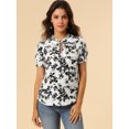 thumbnail image 3 of INSPIRE CHIC Women's Ruffle Tie Neck Casual Short Sleeve Floral Tops Blouse, 3 of 6