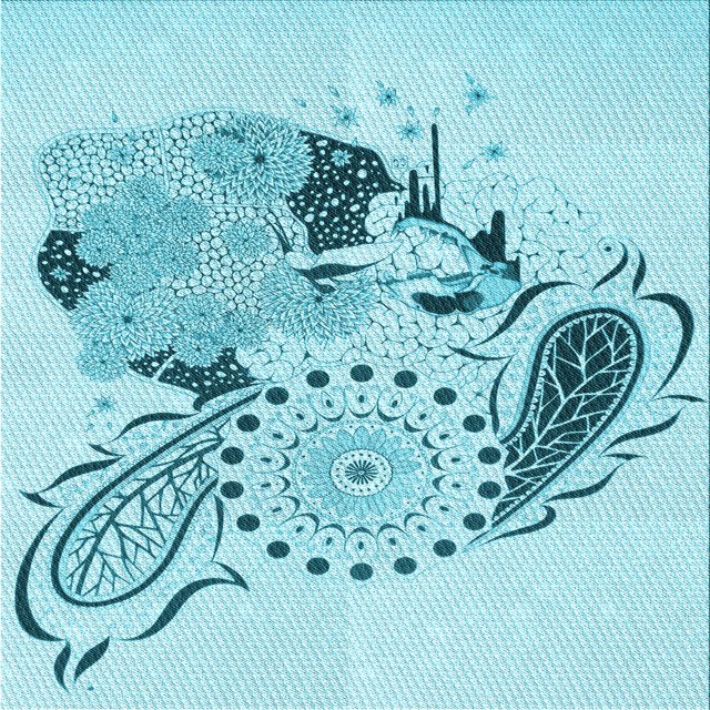 Ahgly Company Machine Washable Indoor Square Transitional Electric Blue Area Rugs, 6' Square