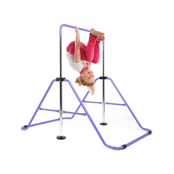 ToyKraft Gymnastics Bar for Kids, Adjustable Gymnastic Bar for Home, Foldable Gymnastics Training Bars, Expandable Sturdy Kip Bar Horizontal Bar Monkey Bars – Purple