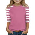 thumbnail image 1 of SERTG T-Shirt Mode Enfant Col Rond Manches 3/4 Imprimé Col Rond pour Été et Printemps 4-15 Ans (Violet4,11 Ans), 1 of 7