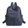 thumbnail image 1 of Blue Leather Backpack, Durable Material With Multiple Compartments, Adjustable Straps, For School, Work, And Travel, 1 of 6