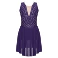 thumbnail image 1 of Nyeemya Robe de Patinage Artistique pour Filles avec Strass, Sans Manches, Gymnastique, Asymétrique, Compétition, Tenue de Danse, Violet 14, 1 of 6