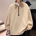 thumbnail image 2 of KIHOUT Sweatshirts Men's Fashion Fallow Half Zipper Solid Color Long Sleeve Carry Pockets High Collar Jacket KH/L3, 2 of 4