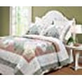 thumbnail image 3 of Cozy Line Home Fashions Floral Véritable Patchwork Vert Pêche Bord Festonné Campagnard Ensemble de Literie Courtepointe 100 % Coton, Couvre-Lit Réversible (Celia, Lit Simple - 2 Pcs), 3 of 5