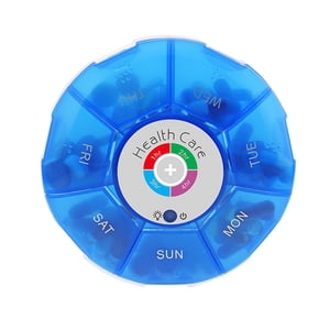 Mistaha Rappel de boîte à pilules intelligente avec organisateur de pilules séparées et réveil flash - bleu