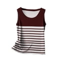 thumbnail image 3 of UPPADA Débardeur Décontracté pour Femme Grande Taille Col Rond T-Shirt Basique Fluide Sans Manches pour l'Été Vacances Brun,3TG, 3 of 4