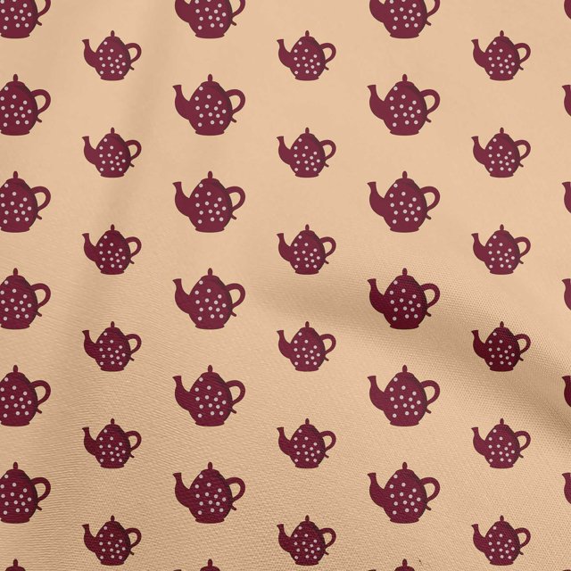 oneOone Viscose Chiffon Light Peach Fabric Tea Kettle Craft Projects Decor Fabric Printed By The Yard 42 Inch Wide-KX