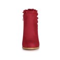 thumbnail image 2 of Unique Bargains Women's Ruffle Block High Heels Ankle Boots Red (Size 7), 2 of 8