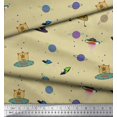 thumbnail image 2 of Soimoi Polyester Crepe Fabric Planet,Animal & Spaceship Cartoon Printed Fabric 1 Yard 52 Inch Wide, 2 of 3
