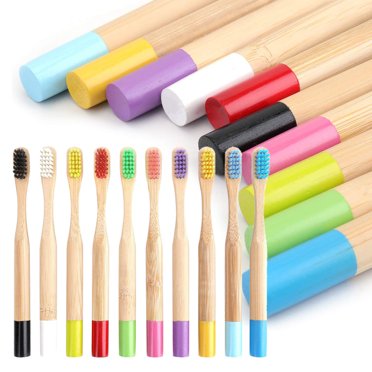 EIMELI 10 PCS Adults Soft Medium Size Bristles Toothbrush Natural Bamboo Biodegradable Handle Bpa Free Eco Friendly In Personal Care
