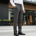 thumbnail image 4 of Ceisia Men's Solid Color Slim Straight Leg Wool-Like Dress Pants for Business Commute Dark Gray XXXL Gifts, 4 of 9