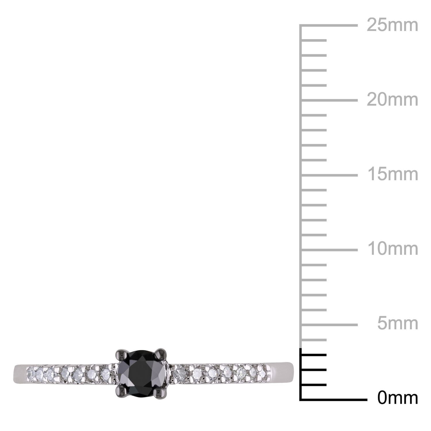 Bague de fiançailles avec diamants blancs et noir 0,25 CT poids total en or blanc 10K