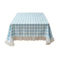 thumbnail image 2 of Dvkptbk White Plaid Tablecloth Sheer Ruffle Waterproof Dining Table Cover, 2 of 6