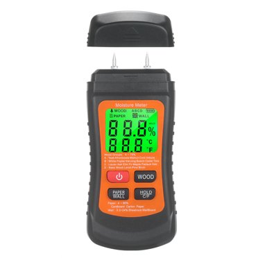 Hygromètre en Bois LCD Testeur d'Humidité Numérique Détecteur de Fuite d'Eau et d'Humidité Type Aiguille avec 4 Modes de Maintien de Données °C/°F Thermomètre