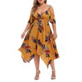 thumbnail image 2 of Robes pour Femmes Grande Taille Mode Femmes Aguichant Imprimé Floral Manches Courtes Col en V Robe à Bretelles en Liquidation, 2 of 8