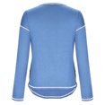 thumbnail image 4 of RXIRUCGD Mode Femme Col Rond Manches Longues Uni Décontracté Chemise Blouse à Empiècements, Bleu Clair, Taille : TG, 4 of 6