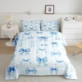thumbnail image 1 of Erosebridal Girls Blue Bowknot Bedding Toddler Comforter Set, Cartoon Bow Down Comforter, Princess Decor, Reversible 2 Pieces, 1 of 7