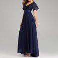 thumbnail image 3 of Robes d'Invitée de Mariage pour Femmes Portefeuille à Col en V en Mousseline Maxi Cocktail Soirée Bal Robe Élégante Longue Robe de Demoiselle d'Honneur, 3 of 7