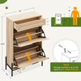 thumbnail image 2 of Bingirl Slim 24-Inch Rattan Shoe Storage Cabinet - Freestanding with Flip-Down Compartments and Drawer, Hidden Shoe Storage Organizer with Adjustable Shelves, Natural Finish, 2 of 7
