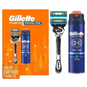 Rasoir Gillette Fusion5 ProGlide pour hommes, 1 manche de rasoir, 2 cartouches de rechange, gel à raser Pro de 198 g (7 oz), cadeaux des Fêtes pour hommes