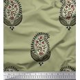 thumbnail image 1 of Soimoi Polyester Crepe Fabric Leaves & Paisley Block Print Fabric by The Yard 52 Inch Wide, 1 of 3