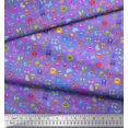 thumbnail image 3 of Soimoi Purple Velvet Fabric Insect,Sun & Cartoon Alphabets Text Printed Fabric 1 Yard 58 Inch Wide, 3 of 3