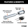 thumbnail image 2 of Curt Hitch 23515 Trailer Hitch Pin  Barbell; 5/8 Inch Diameter; Fits 2 Inch Receiver; Locking; With Dust Cap; Chrome, 2 of 2