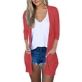 thumbnail image 1 of AherBiu Womens Cardigan Tops Long Sleeve Open Front Mid-Long Outwear with Pockets Spring Clothes, 1 of 6