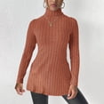 thumbnail image 4 of AherBiu Womens Sweater Tops Long Sleeve Turtleneck Ribble Knit Slim Pullover Tunic Sweaters Shirt Blouse, 4 of 5