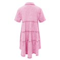 thumbnail image 5 of XDZJLR Robes pour Femmes Manches Courtes Boutonnée Fluide Jupe en Denim à Volants, 5 of 5