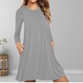 thumbnail image 4 of zanvin Hauts pour Femmes, Mode pour Dames Décontractée à Manches Longues, Robe T-shirt Ample Unie avec Poches, Chemise, 4 of 5