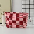 thumbnail image 1 of EGNMCR Closet Organizers and Storage Woolen Knitted Bag Striped Color-blocked Cosmetic Bag Pattern Cosmetic Bag Portable Cosmetic Bag Ins-style Pencil Case Polyester makeup pouch, 1 of 8