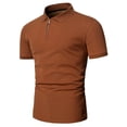 thumbnail image 4 of DPTALR Hommes Décontracté Uni Col Rabattu Chandail Patchwork Fermeture Éclair Manches Courtes Blouse, 4 of 5