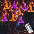 thumbnail image 2 of Purple Halloween Witch Hat Light String For Holiday Decor, Hanging Led Fairy Lights For Indoor Outdoor Use, Festive Party Decoration, 2 Pieces Set, 2 of 7