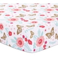 thumbnail image 4 of The Peanutshell Aflutter Ensemble de Literie de Bassinette pour Bébés Filles / Ensemble Floral 3 Pcs pour Chambre de Bébé / Couverture pour Bébé, Drap-Housse de Bassinette, Jupe de Bassinette Incluse, 4 of 4