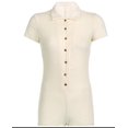 thumbnail image 1 of TheFound Women Solid Color Romper Slim Fit Short Sleeve Lapel Neck Jumpsuit, 1 of 6
